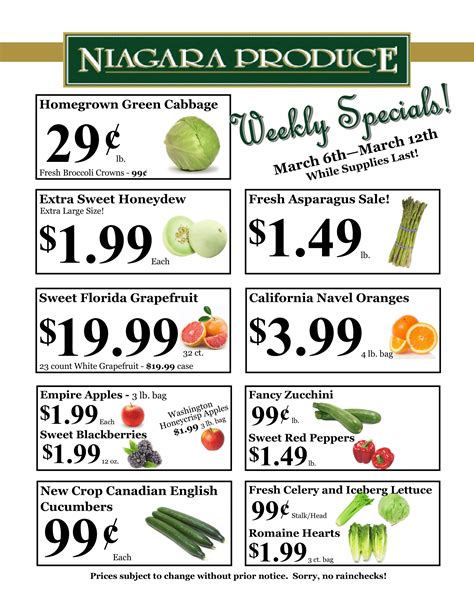 Niagara produce weekly ad - Find deals from your local store in our Weekly Ad. Updated each week, find sales on grocery, meat and seafood, produce, cleaning supplies, beauty, baby products and more. Select your store and see the updated deals today!